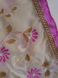 Embroidered Cream Saree