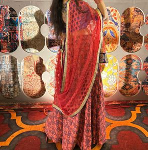 Orange &amp; Blue Indian Lehenga