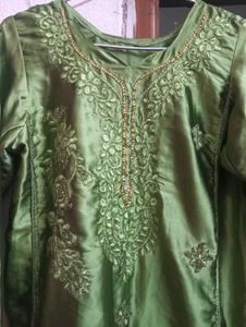 Green Embroidered Kurta Set