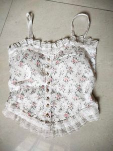 Floral Lace Trim Cami Top