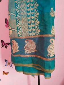 Teal &amp; Gold Sari