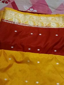 yellow silk saree
