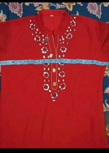 Elegant Red Embroidered Kurta