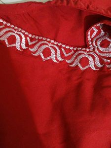 Red Embroidered Kurta