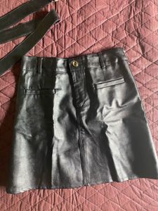 Black Faux Leather Skirt