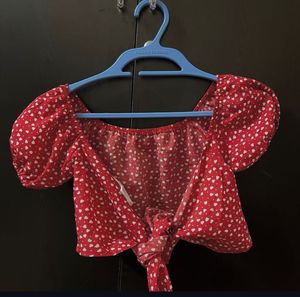 Red Polka Dot Tie Top