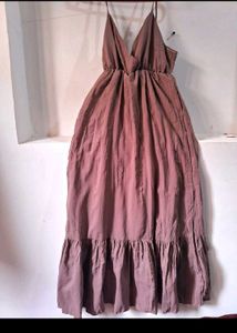 Mauve Ruffle-hem Maxi Dress