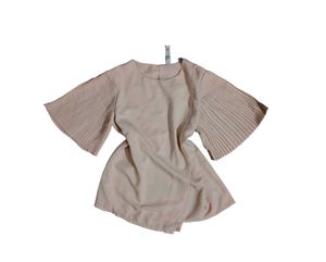 Chic Blush Pleated Bell Sleeve Top