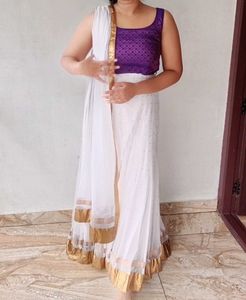 Elegant Purple & White Indian Outfit