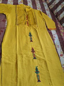 Yellow Embroidered Kurta