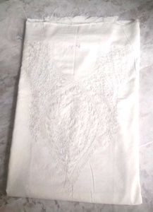 unstitched lemon yellow embroidery full suit piece