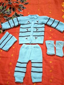 Handmade Baby Blue Knit Outfit