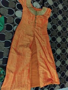 Orange Embroidered Kurta Set