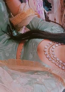 Lehenga Choli With Golden Embroidery Dupptta💙💚