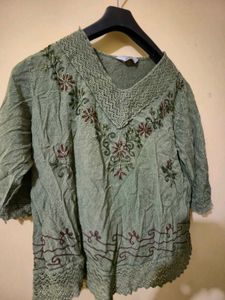 Embroidered Green Top
