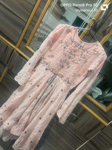 Elegant Pink Embroidered Gown