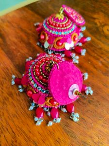 Pink Jhumka Earrings