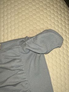 Light Blue Crop Top With Half Sleeves Wit