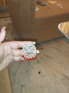 Red And White With Mirror Work Jewellery