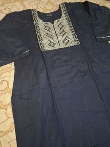 Navy Embroidered Tunic Top
