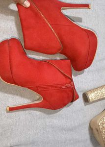 Red Platform Ankle Boots