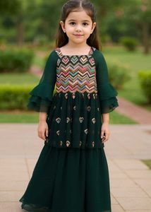 Girls Green Party Dress