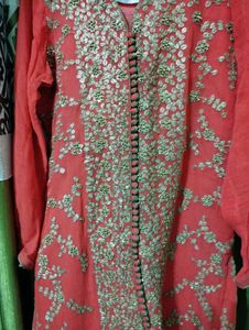 Red Embroidered Kurta Set