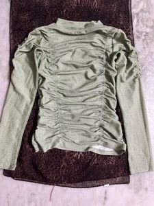 Green Ruched Long Sleeve Top