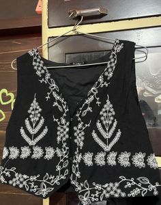 Embroidered Black Vest