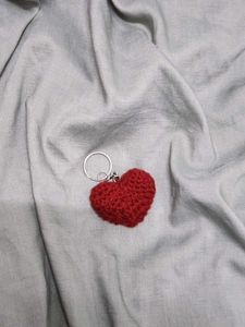 Red Crochet Heart Keychain