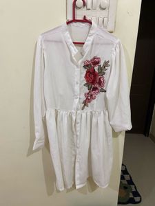 Floral Embroidered White Top/cover