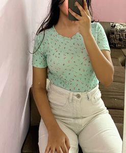 Soft Girl Floral Rib Tee 🌸