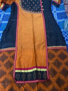 Black And Orange Printed Designer Kurta