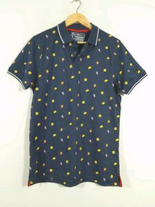 Navy Printed Casual T-Shirt (Men's)