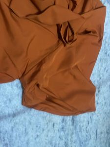 Orange Tie-Neck Blouse