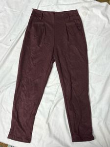 Maroon High-Waisted Pants
