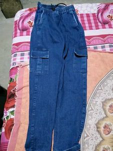 blue denim cargo jeans