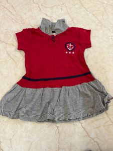 Red &amp; Navy Nautical Dress for girl baby
