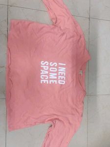 Pink &#34;I Need Space&#34; Cropped Sweatshirt