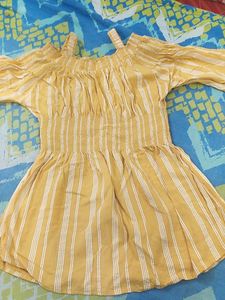 Yellow Striped Off-Shoulder Top