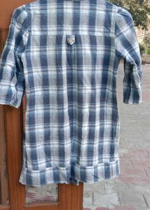 Imported Thin metallic Plaid Shirt Dress
