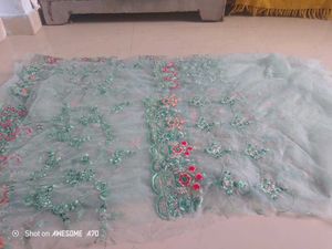 Embroidered Net Fabric - Light Green