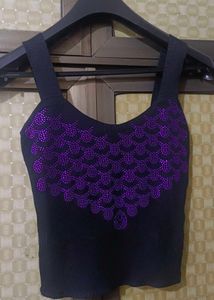 Black Embellished Tank Top