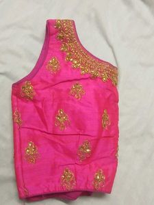 Pink Embroidered sleeveless Blouse