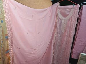 Pink Unstitched Dress Material