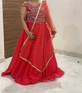 ❤️ Carrot colour off shoulder lahenga 🔥