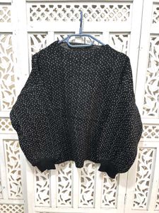 Oversized Black Polka Dot Top C