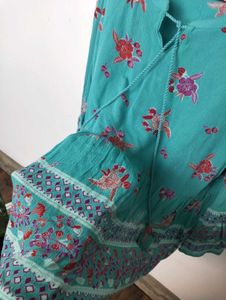 Turquoise Blue Floral Tunic