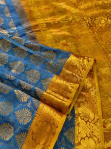 Blue And Green Korvai Kanchipuram Silk Saree