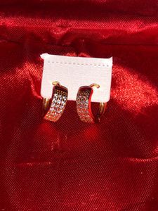 Gold &amp; Crystal Hoop Earrings❤️
